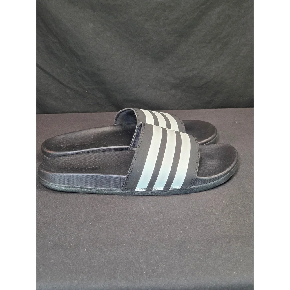 Adidas Adilette Shower Slides Mens‎ 8 Black White Athletic Sandals JS4313